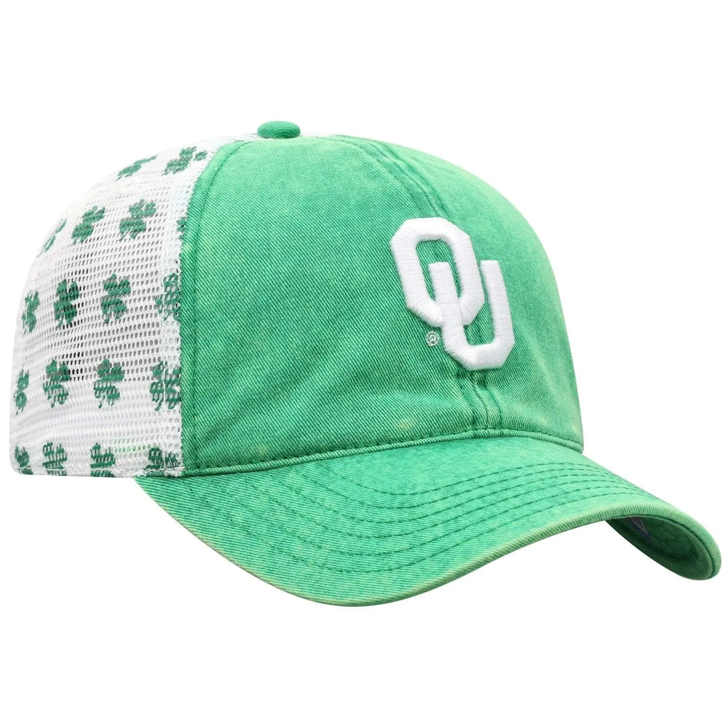 Oklahoma Sooners TOW Green St. Patrick's Day Clover Mesh Adj Relax Hat Cap