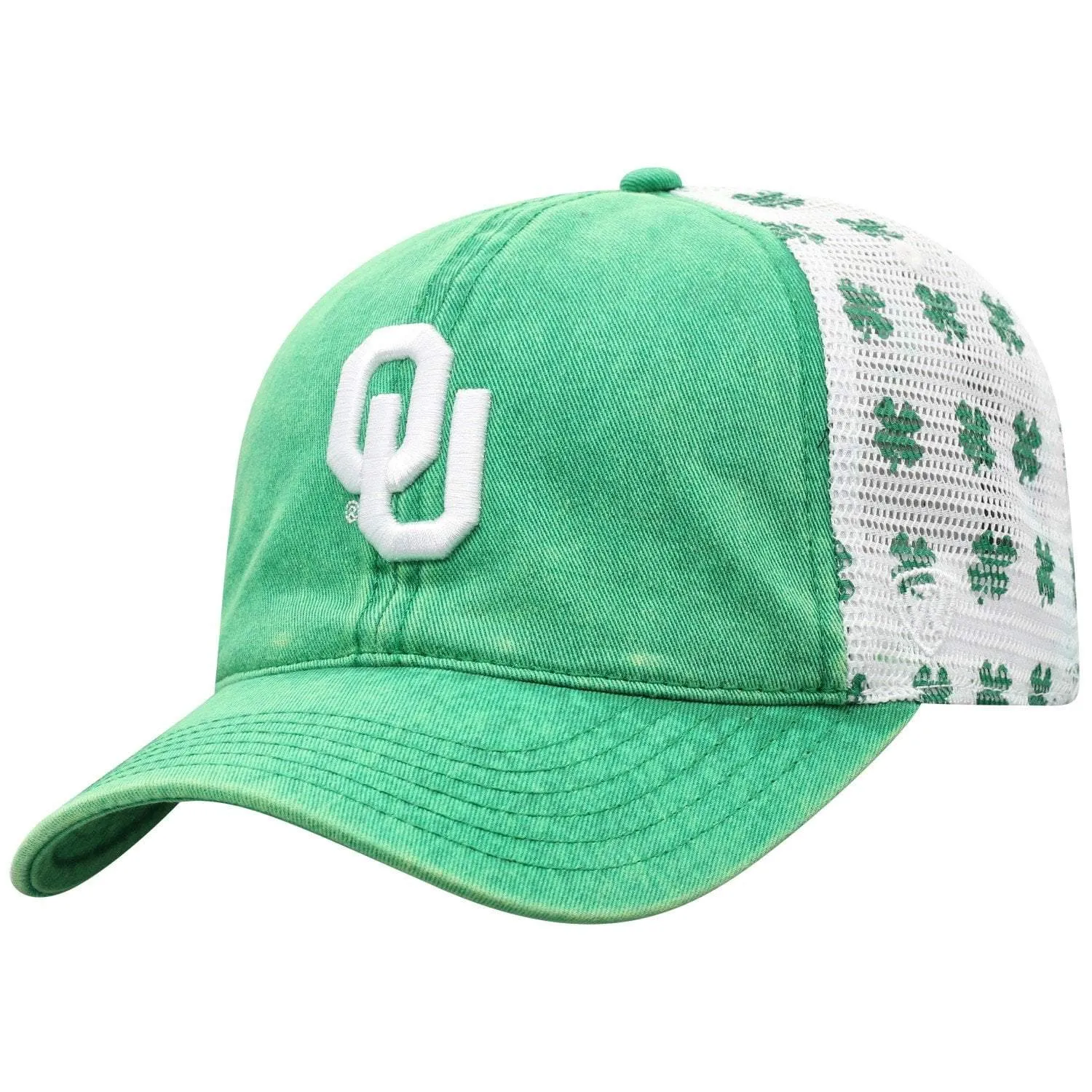 Oklahoma Sooners TOW Green St. Patrick's Day Clover Mesh Adj Relax Hat Cap