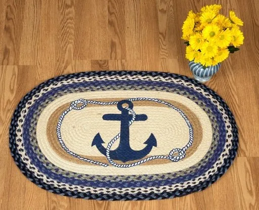 OP-443 U.S. Navy Anchor Braided Rug