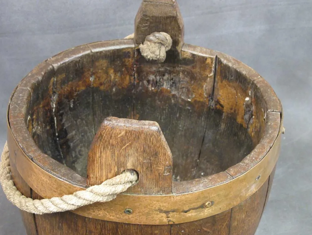 Original British Naval Ship Cannon Oak Swab Bucket Dated 1813