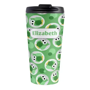 Personalized Funny Cute Green Owl Pattern Travel Mug