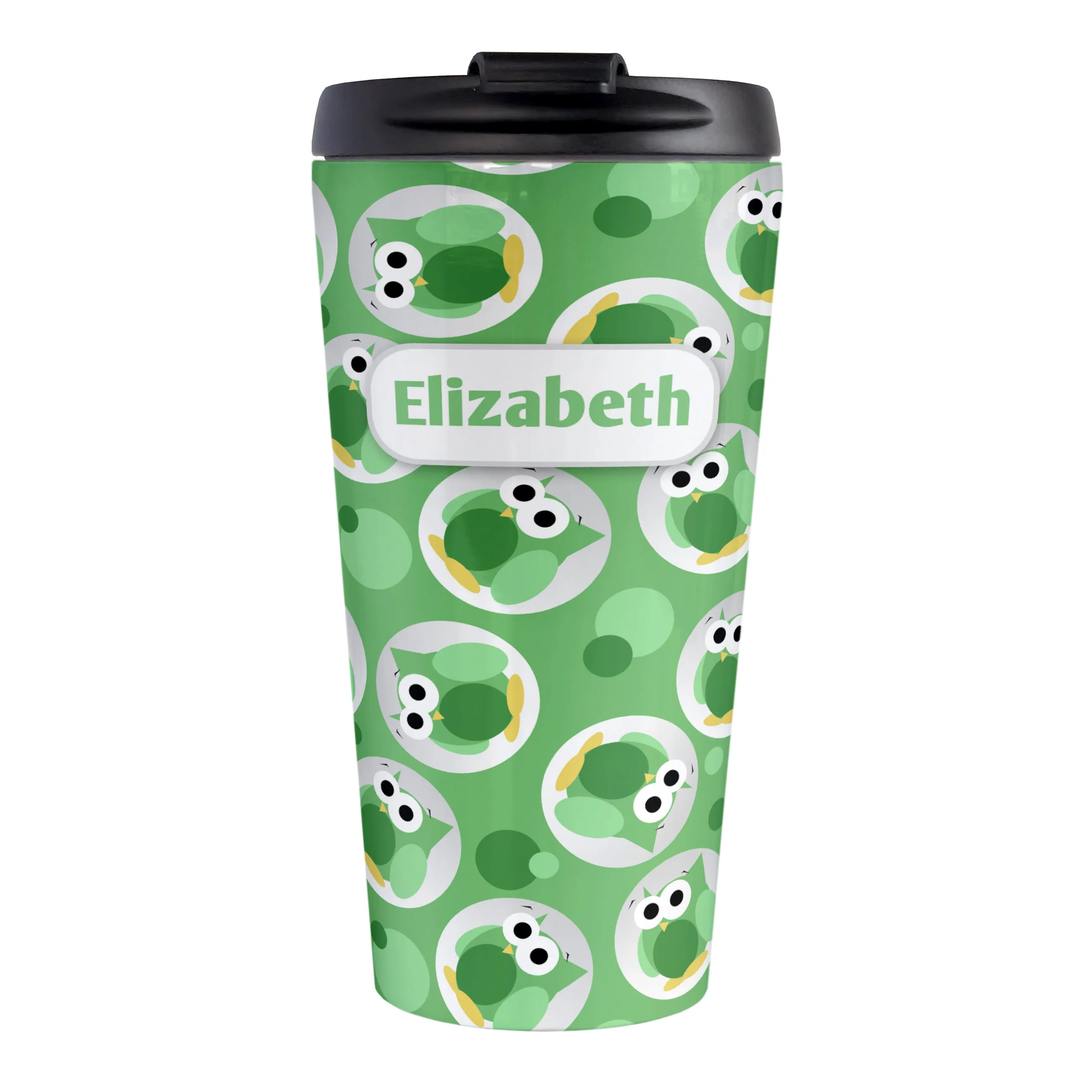 Personalized Funny Cute Green Owl Pattern Travel Mug