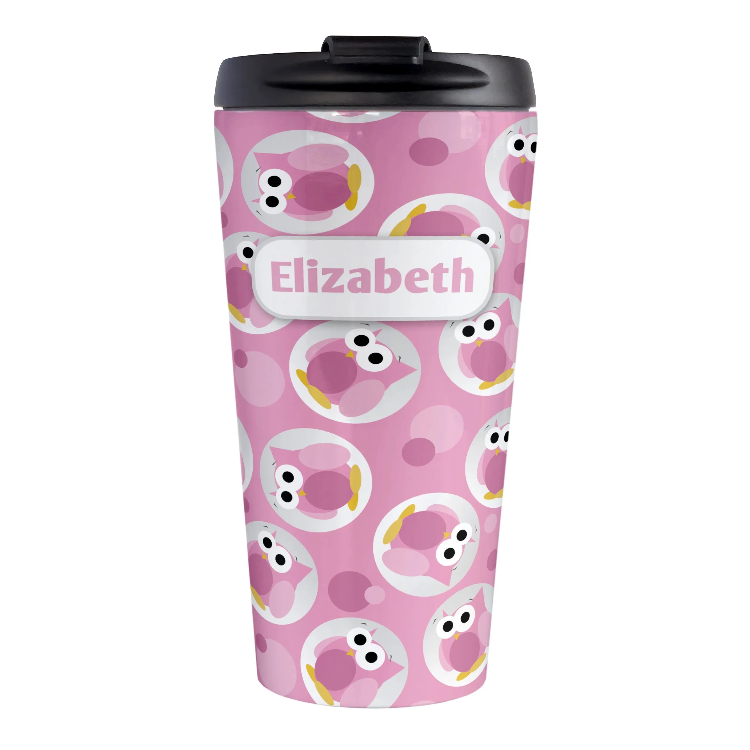 Personalized Funny Cute Pink Owl Pattern Travel Mug