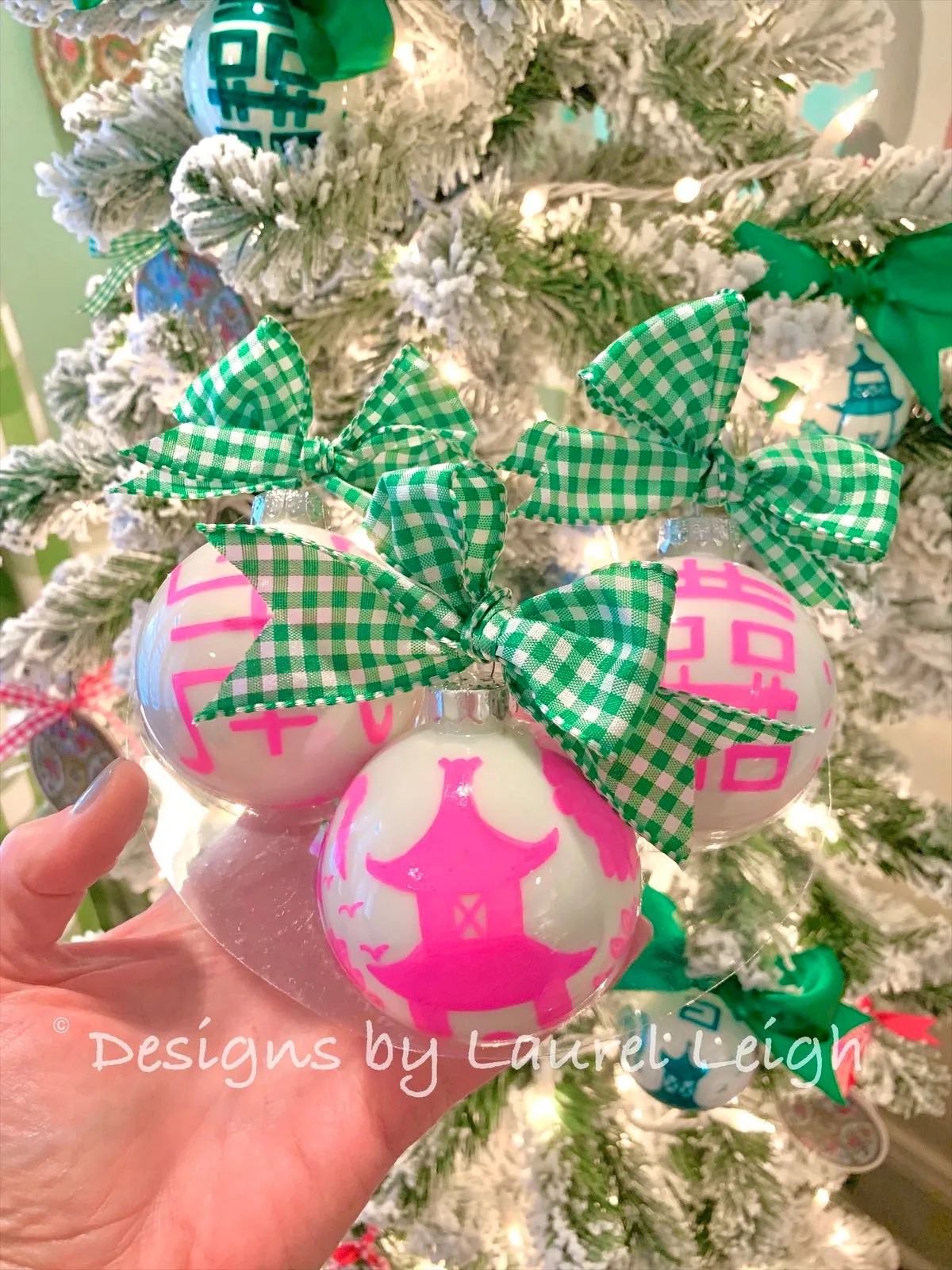 Pink & Green Chinoiserie Hand Painted Ornament