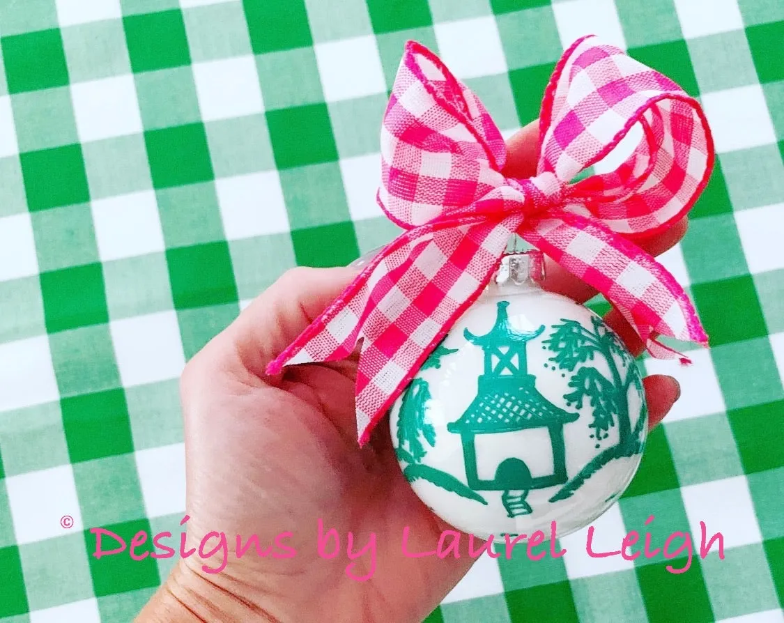 Pink & Green Chinoiserie Hand Painted Ornament