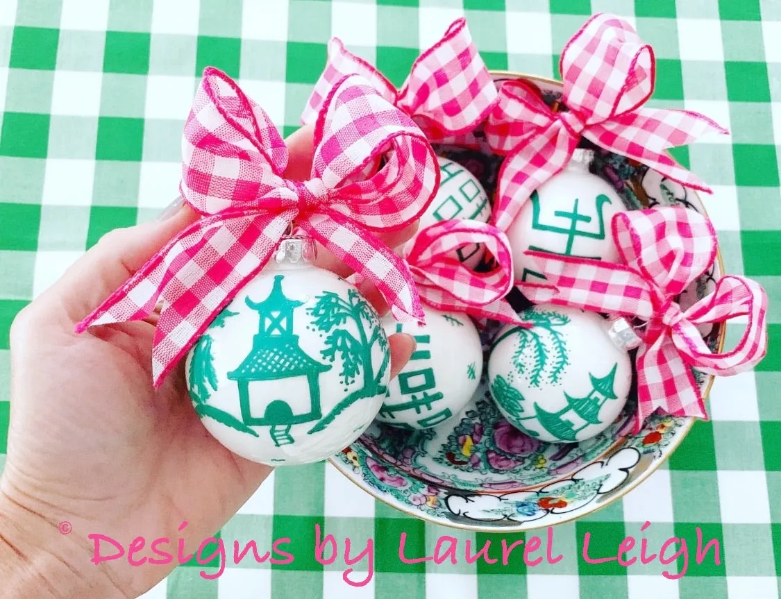 Pink & Green Chinoiserie Hand Painted Ornament