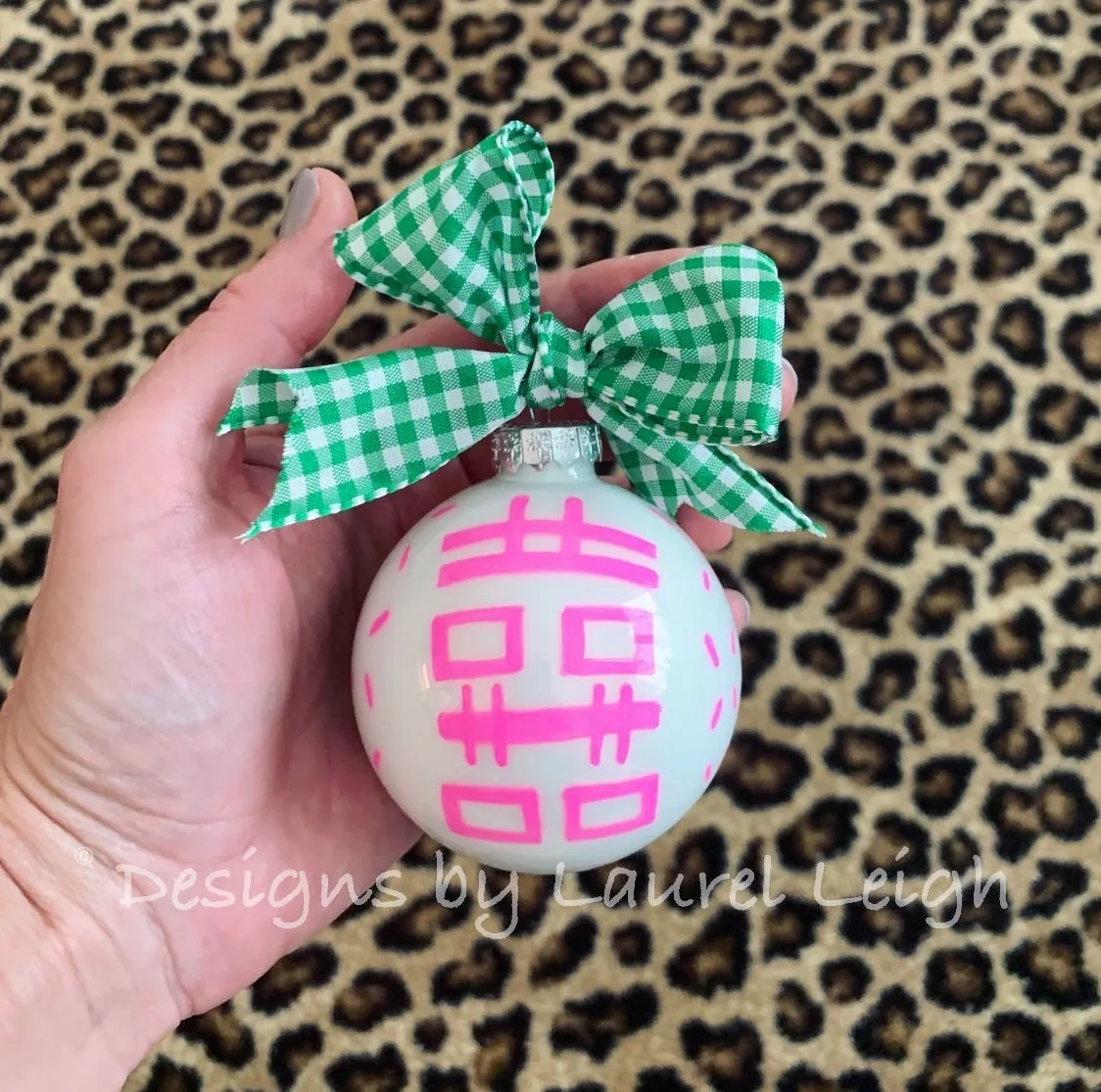 Pink & Green Chinoiserie Hand Painted Ornament