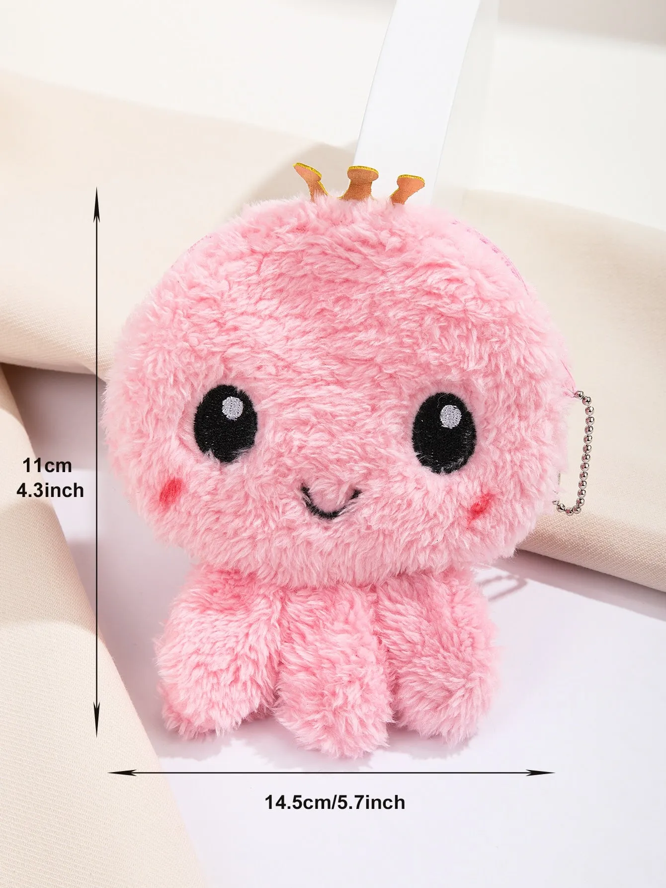 Pink Octopus Fuzzy Coin Purse Change Pouch Coin Case Small Wallet Card Holder