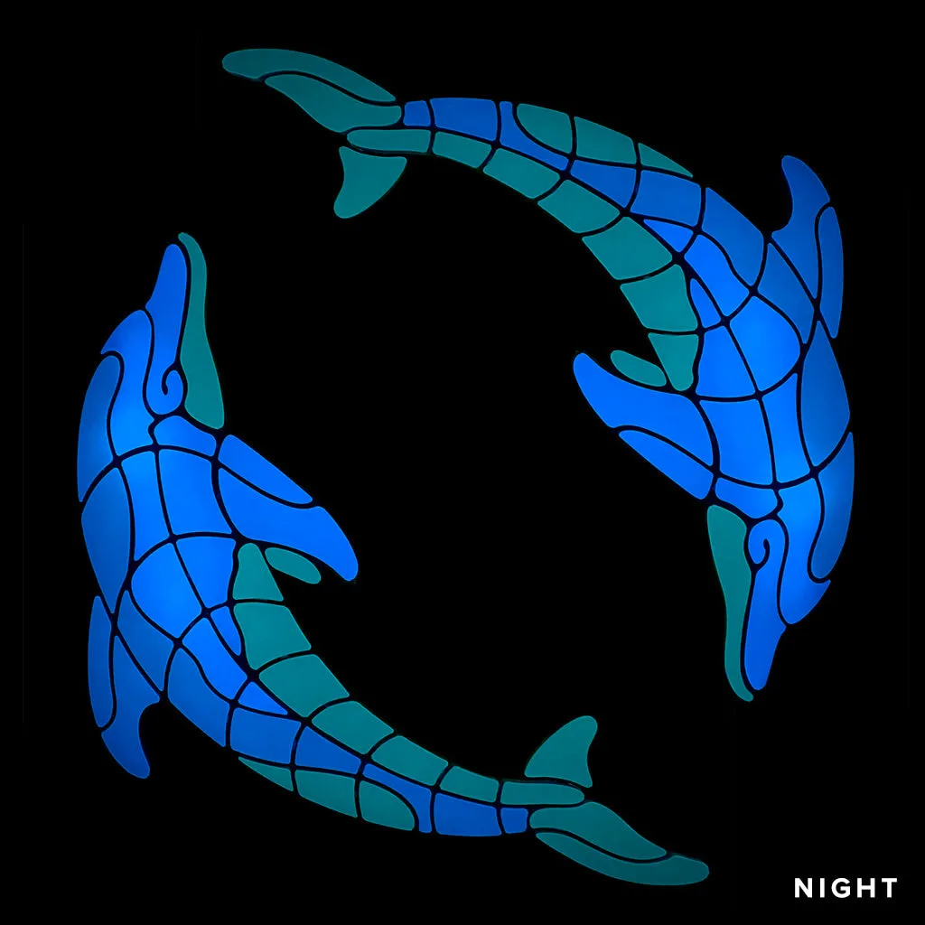 Playful Circle Dolphins - Glow in the Dark Pool Mosaics