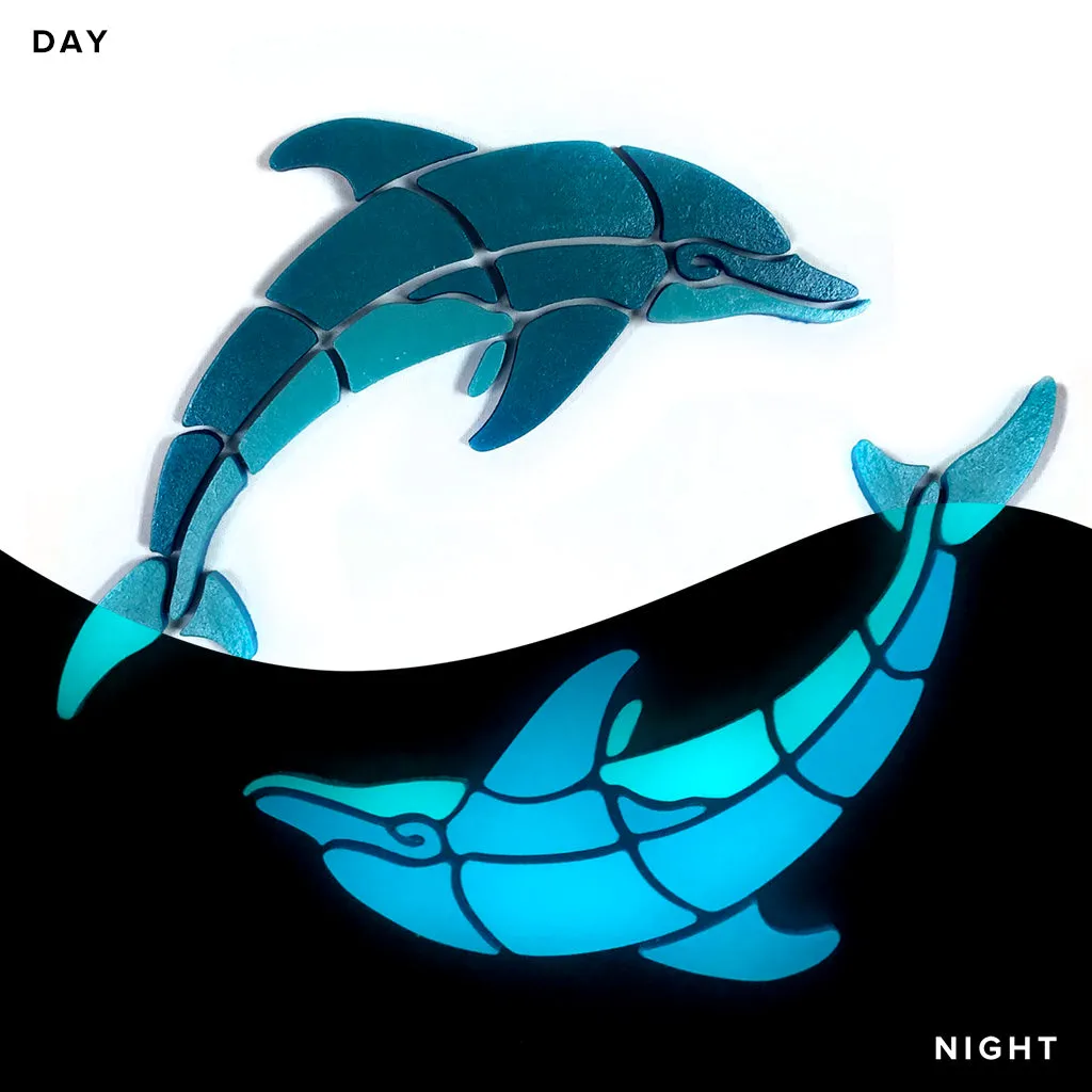 Playful Circle Dolphins, Right - Glow in the Dark Pool Mosaics