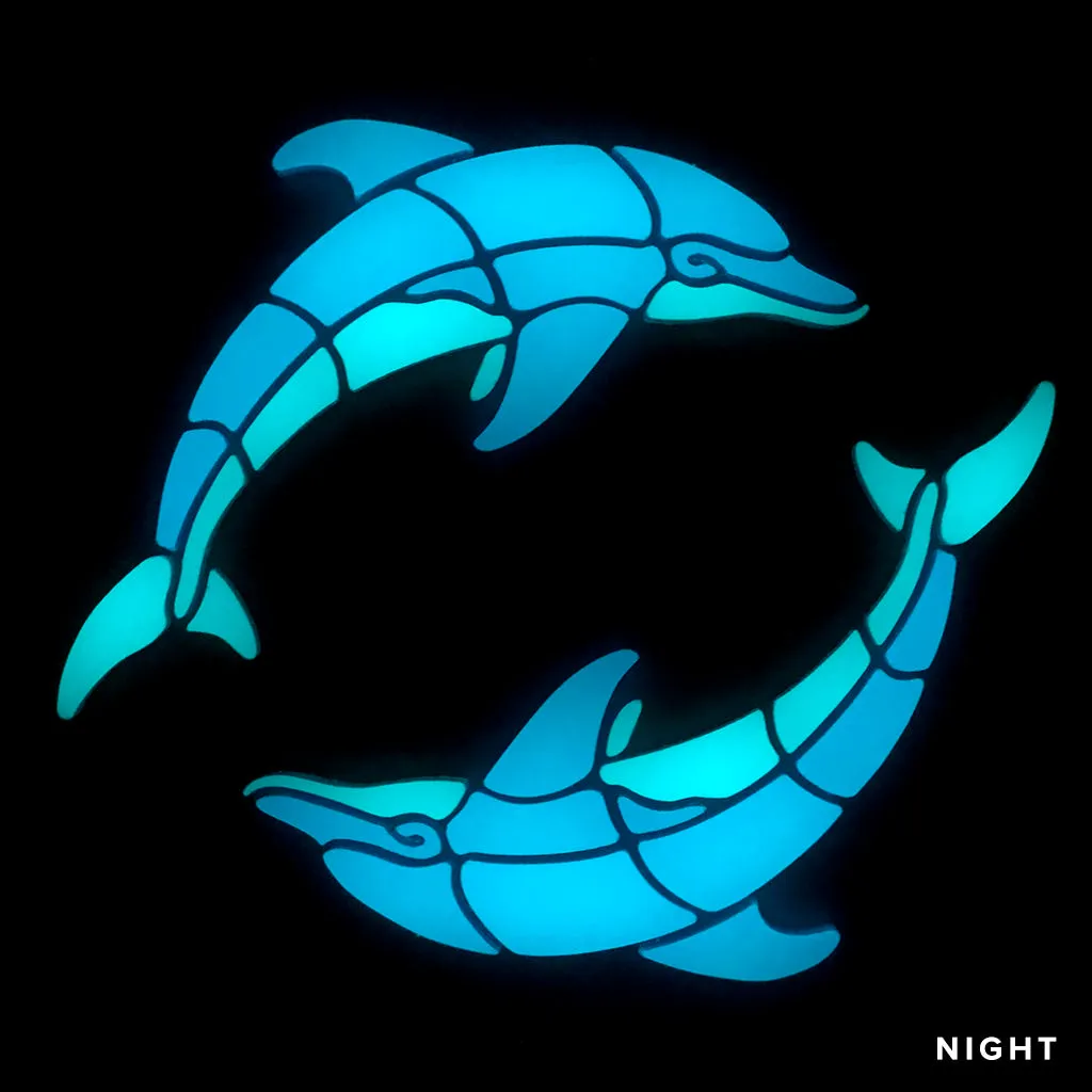 Playful Circle Dolphins, Right - Glow in the Dark Pool Mosaics