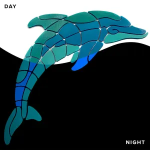 Playful Dolphin - Glow in the Dark Pool Mosaic