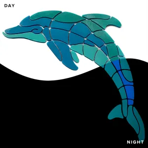 Playful Dolphin, Left - Glow in the Dark Pool Mosaic