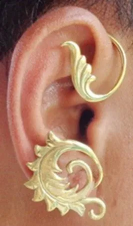 Polished Brass Filigree Leaf Ear Wrap – Price Per 2