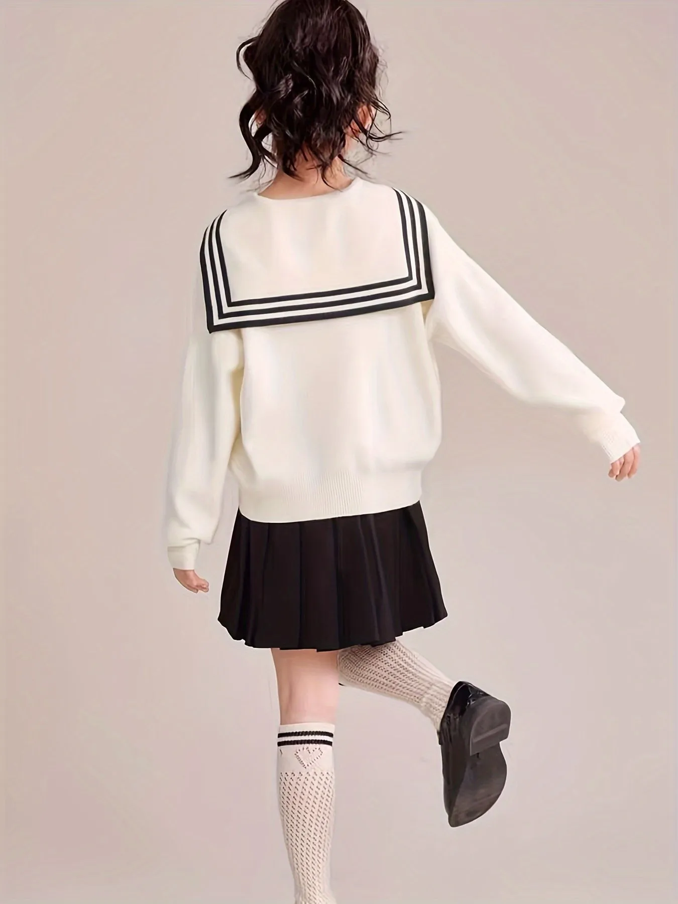 Preppy Style Girls Pure Cotton Cardigan Button-up Striped Knit Sweater Tops