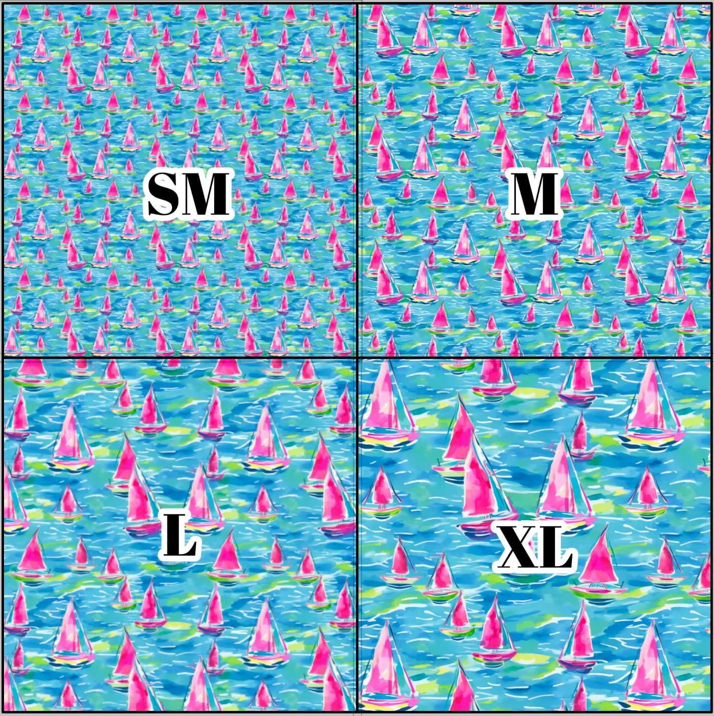 Printed Vinyl & HTV Sailboat C Pattern 12 x 12 inch sheet