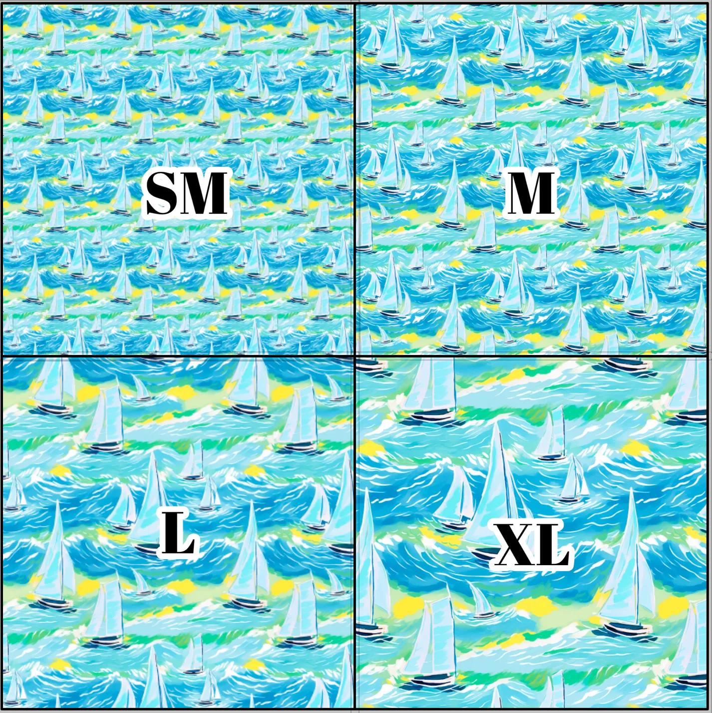 Printed Vinyl & HTV Sailboat H Pattern 12 x 12 inch sheet