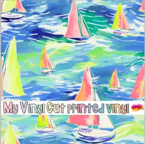 Printed Vinyl & HTV Sailboat I Pattern 12 x 12 inch sheet