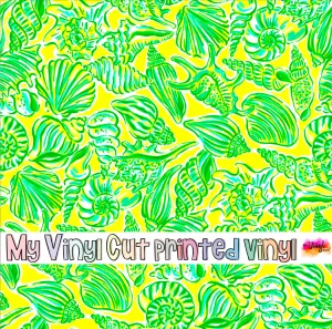 Printed Vinyl & HTV Seashelly Yellow Pattern 12 x 12 inch sheet