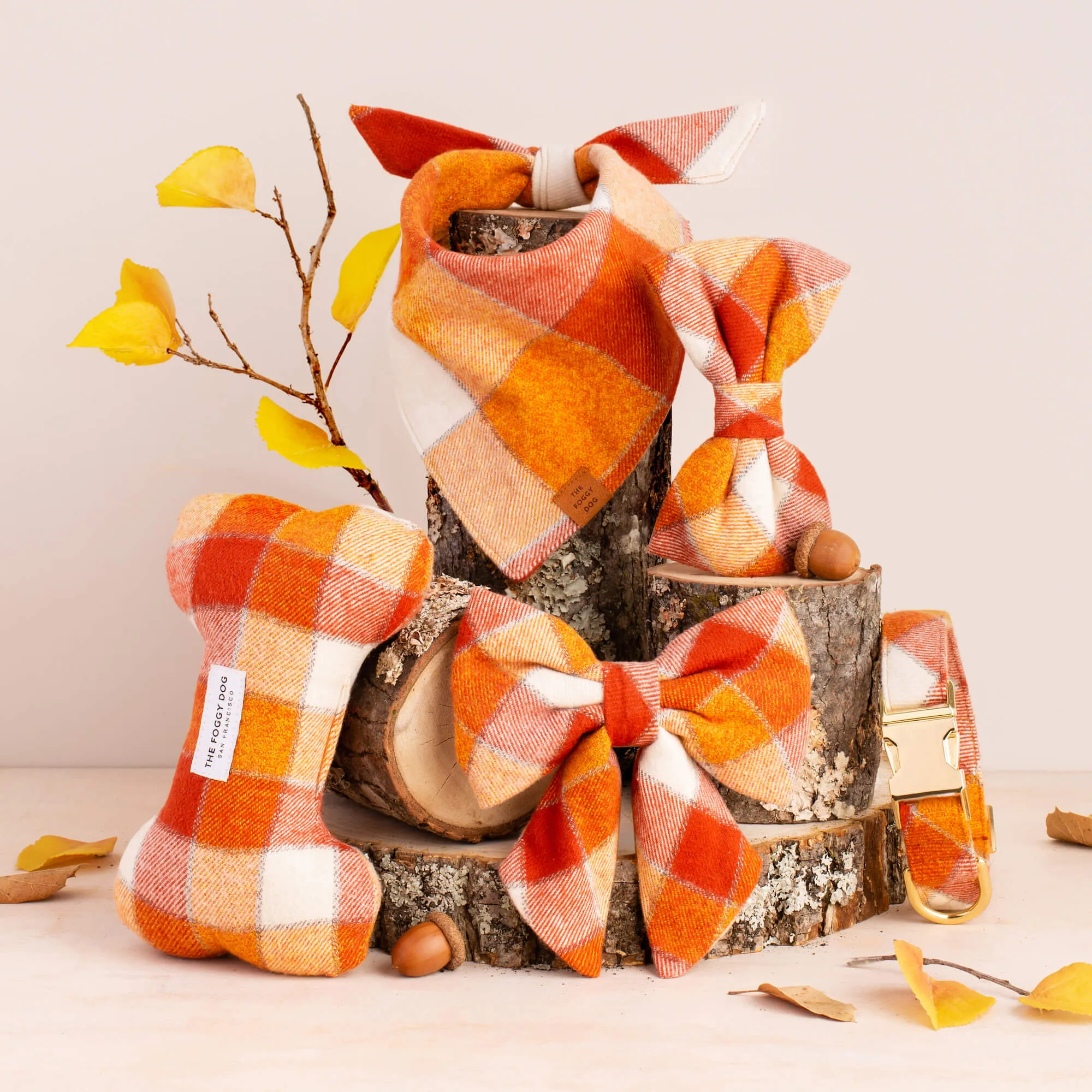 Pumpkin Spice Plaid Flannel Lady Dog Bow