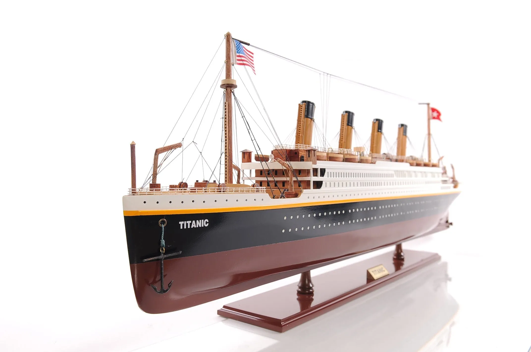 RMS Titanic Painted Large Passenger Ship Ocean Liner Wood Model Assembled