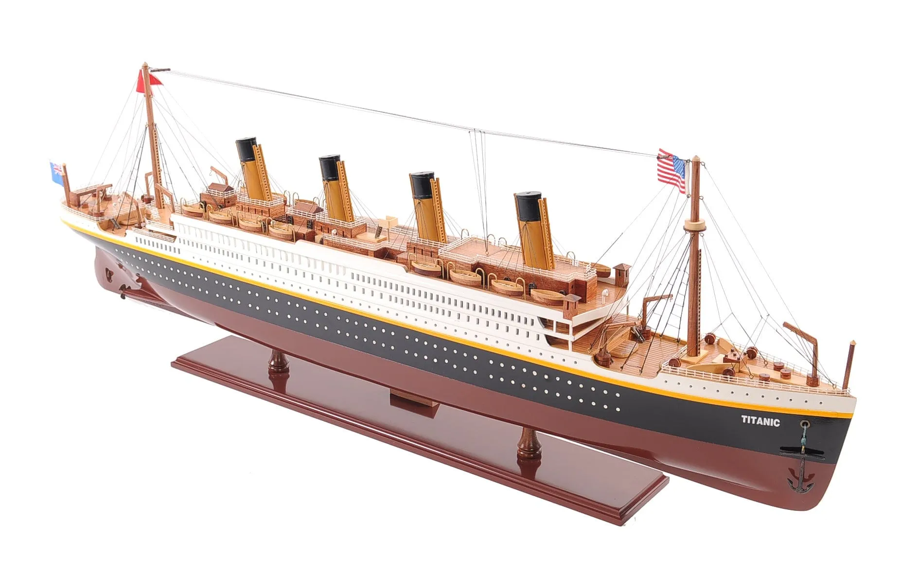 RMS Titanic Painted Large Passenger Ship Ocean Liner Wood Model Assembled