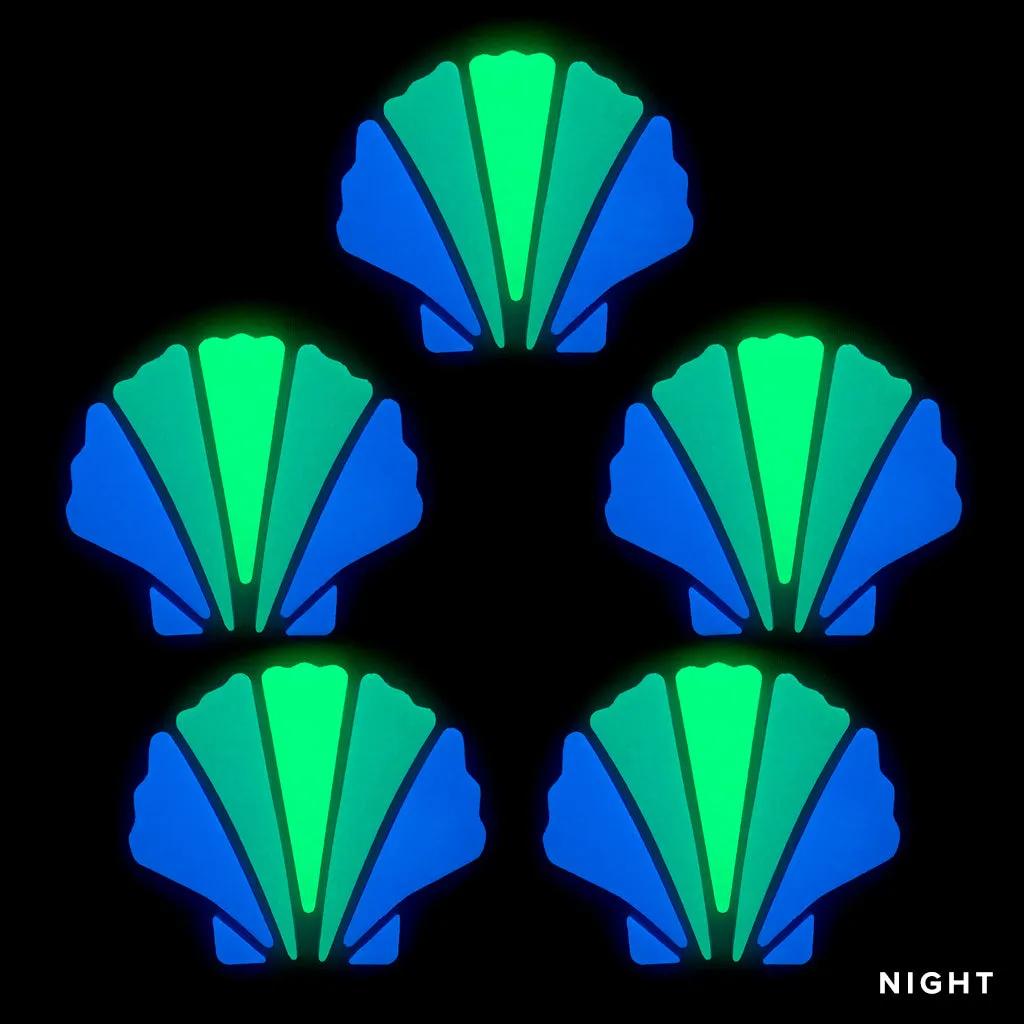 Scallop Shell x 5 - Glow in the Dark Pool Mosaics