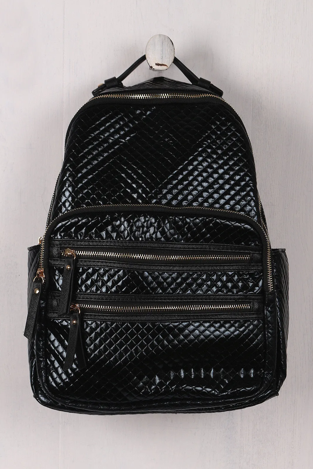 Shiny Metallic Quilted Backpack