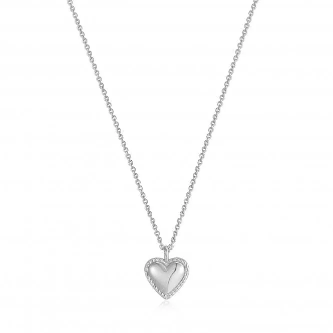 Silver Rope Heart Pendant Necklace N036-02H