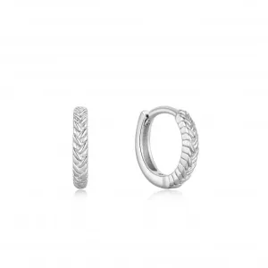 Silver Rope Huggie Hoop Earrings E036-03H