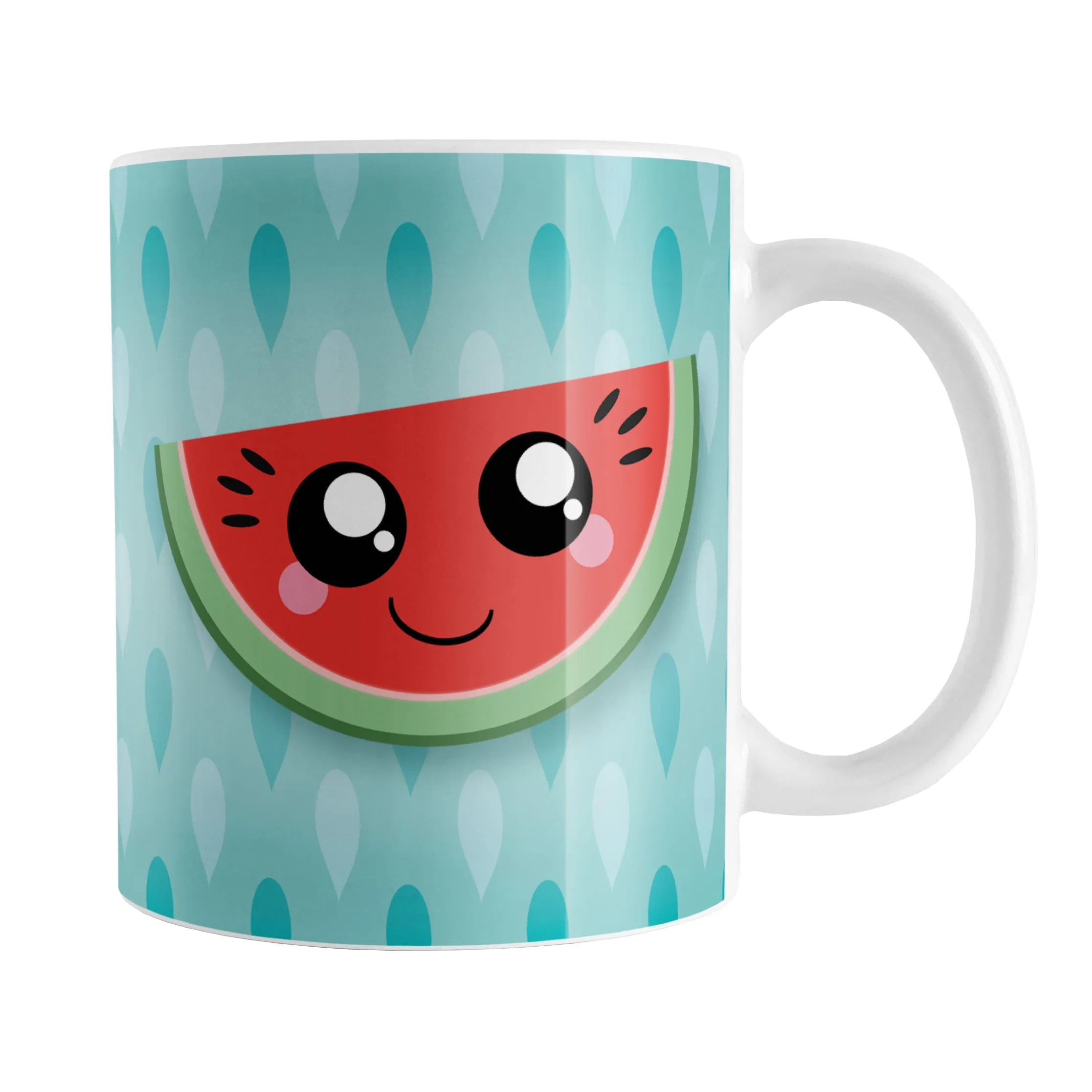 Smiling Watermelon Slice Turquoise Mug