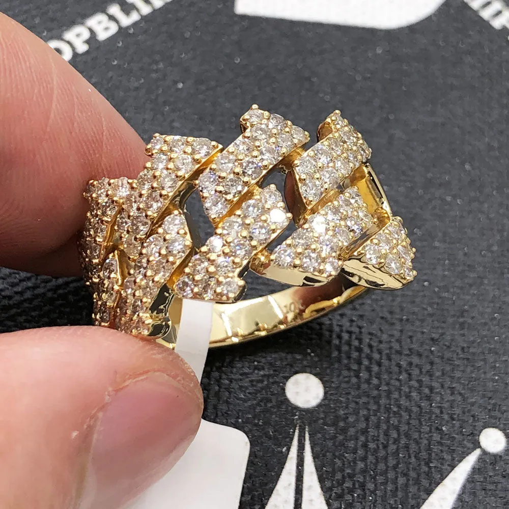 Spiked Cuban Diamond Ring 2.45cttw 10K Gold