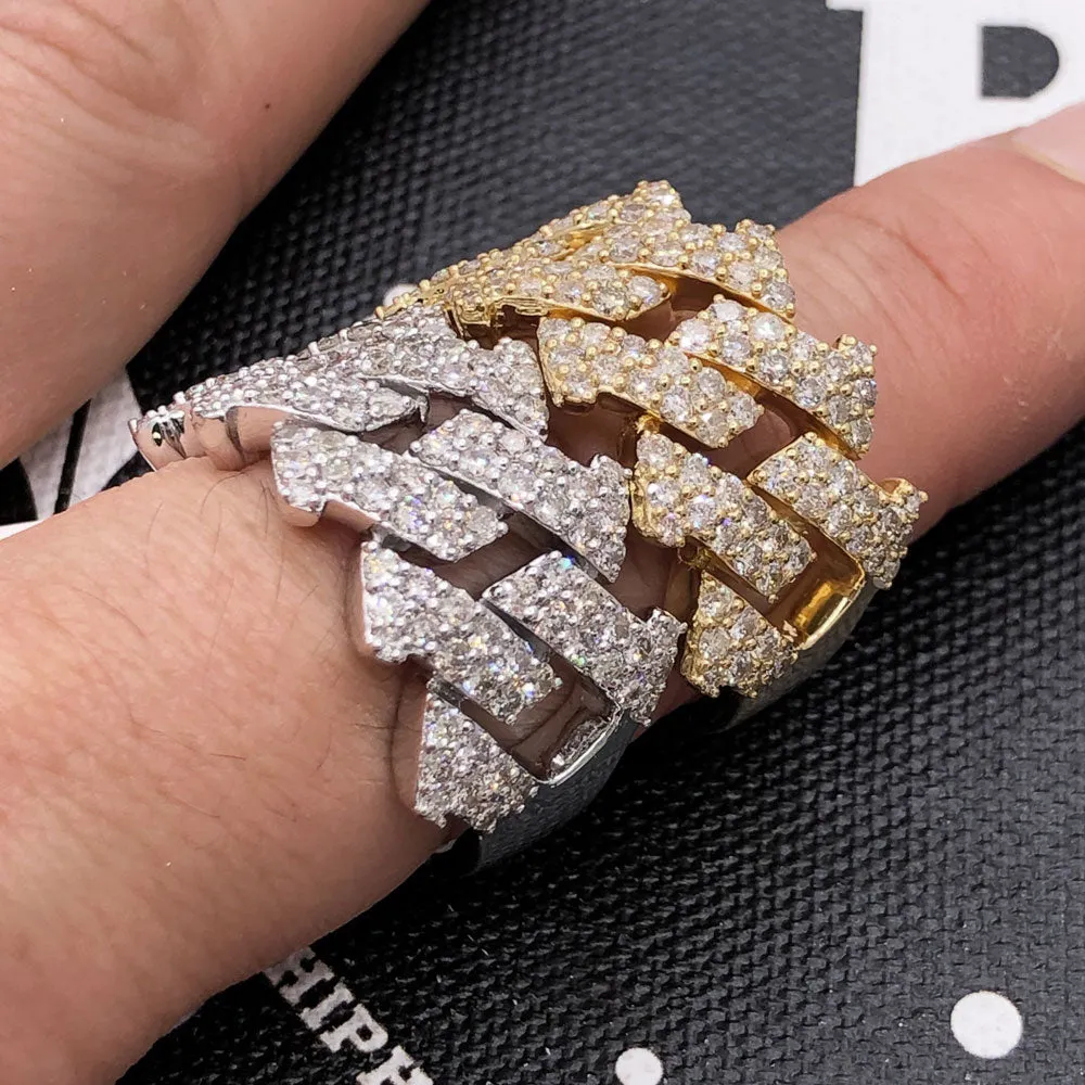 Spiked Cuban Diamond Ring 2.45cttw 10K Gold