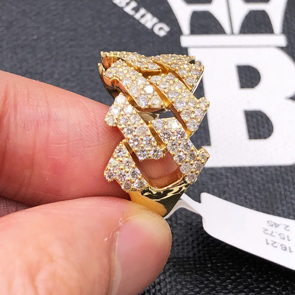 Spiked Cuban Diamond Ring 2.45cttw 10K Gold