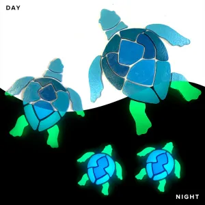 Swimming Turtle Family, Blue - Glow in the Dark Pool Mosaics - AquaBlu Exclusive!