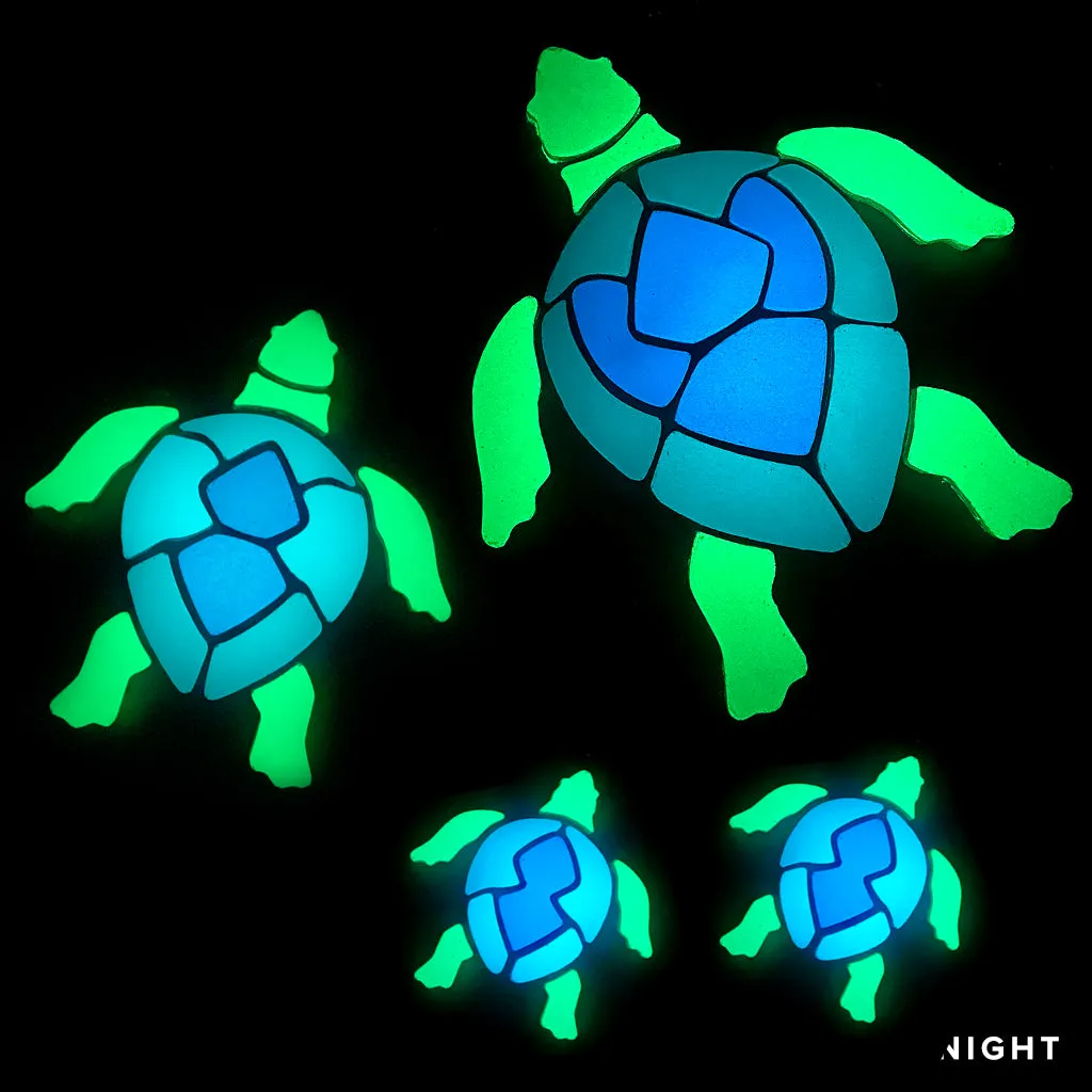 Swimming Turtle Family, Blue - Glow in the Dark Pool Mosaics - AquaBlu Exclusive!