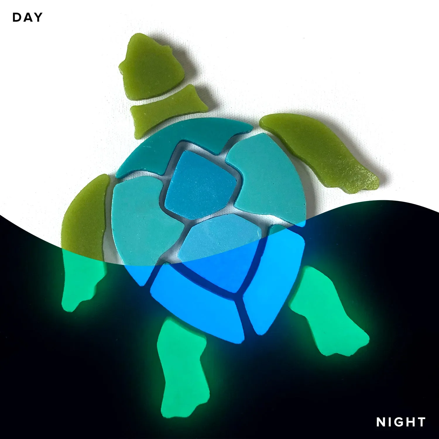 Swimming Turtle, Medium - Glow in the Dark Pool Mosaic