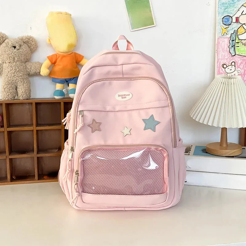 TAVIMART  -  Japanese Y2k Aesthetic Star Transparent Backpack Women Students Casual Kawaii Star Schoolbag Girl High-capacity Preppy Backpacks