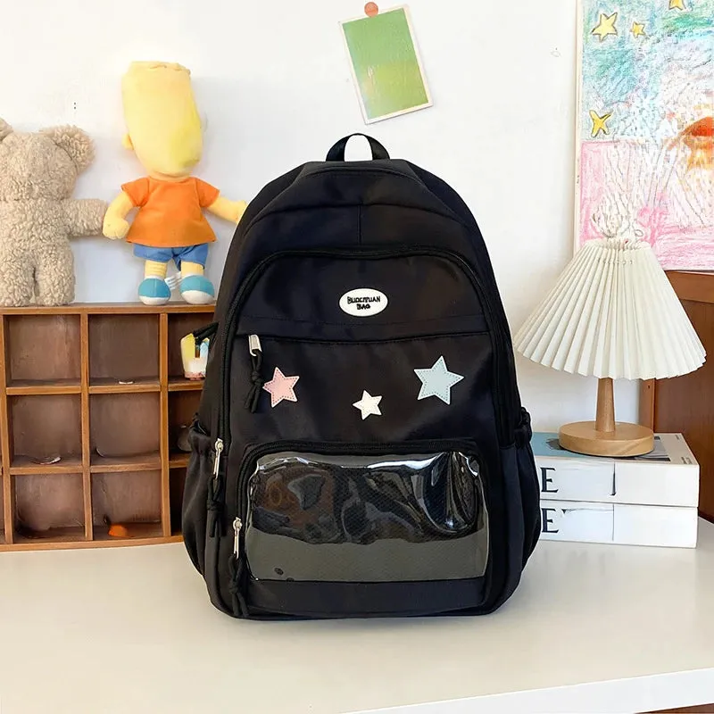 TAVIMART  -  Japanese Y2k Aesthetic Star Transparent Backpack Women Students Casual Kawaii Star Schoolbag Girl High-capacity Preppy Backpacks