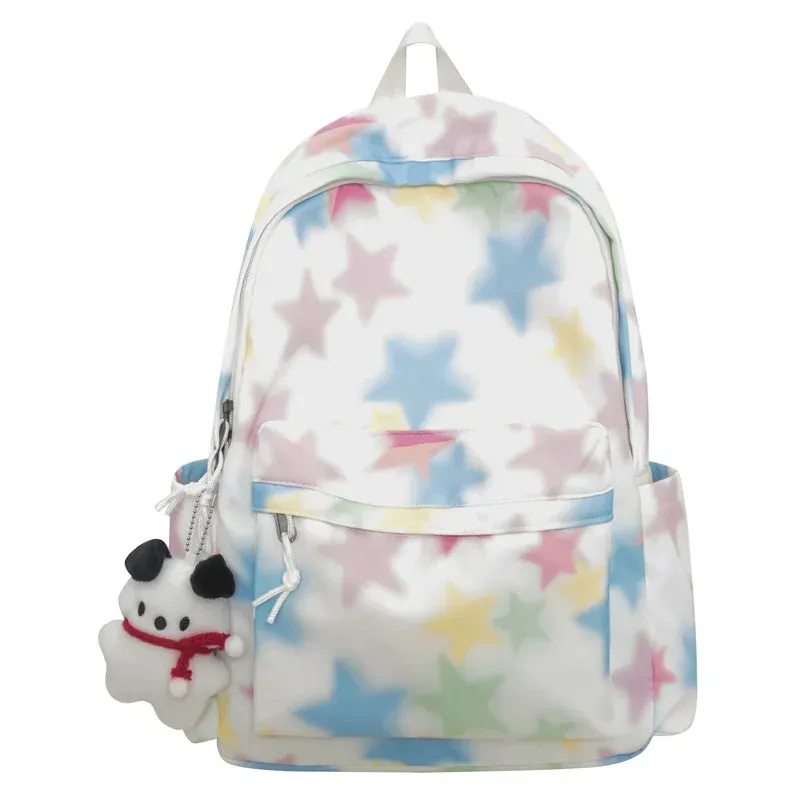 TAVIMART  -  Korean Kawaii Star Print Backpacks Ins Harajuku Sweet Girls Preppy Schoolbags Fashion Y2k Women All Match Backpack High-capacity