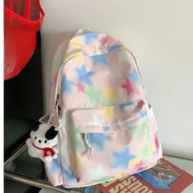 TAVIMART  -  Korean Kawaii Star Print Backpacks Ins Harajuku Sweet Girls Preppy Schoolbags Fashion Y2k Women All Match Backpack High-capacity