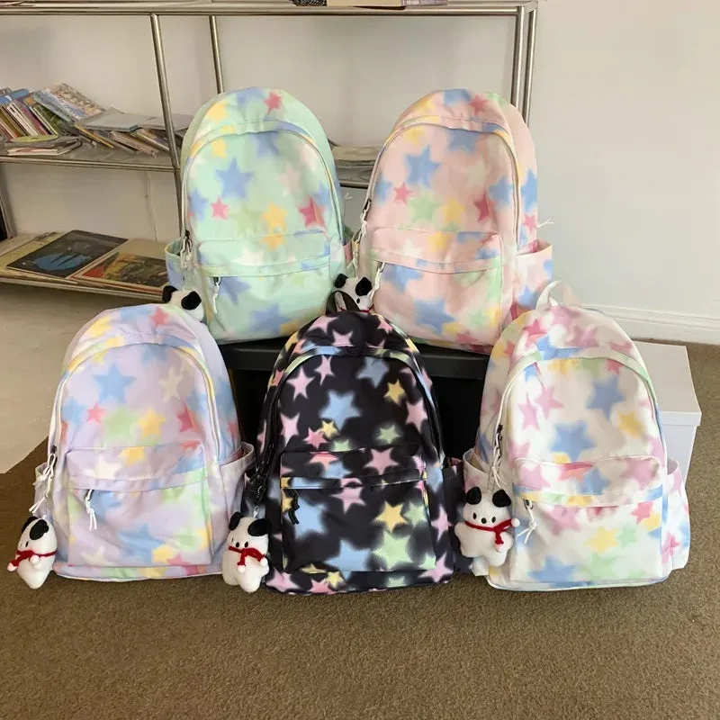 TAVIMART  -  Korean Kawaii Star Print Backpacks Ins Harajuku Sweet Girls Preppy Schoolbags Fashion Y2k Women All Match Backpack High-capacity