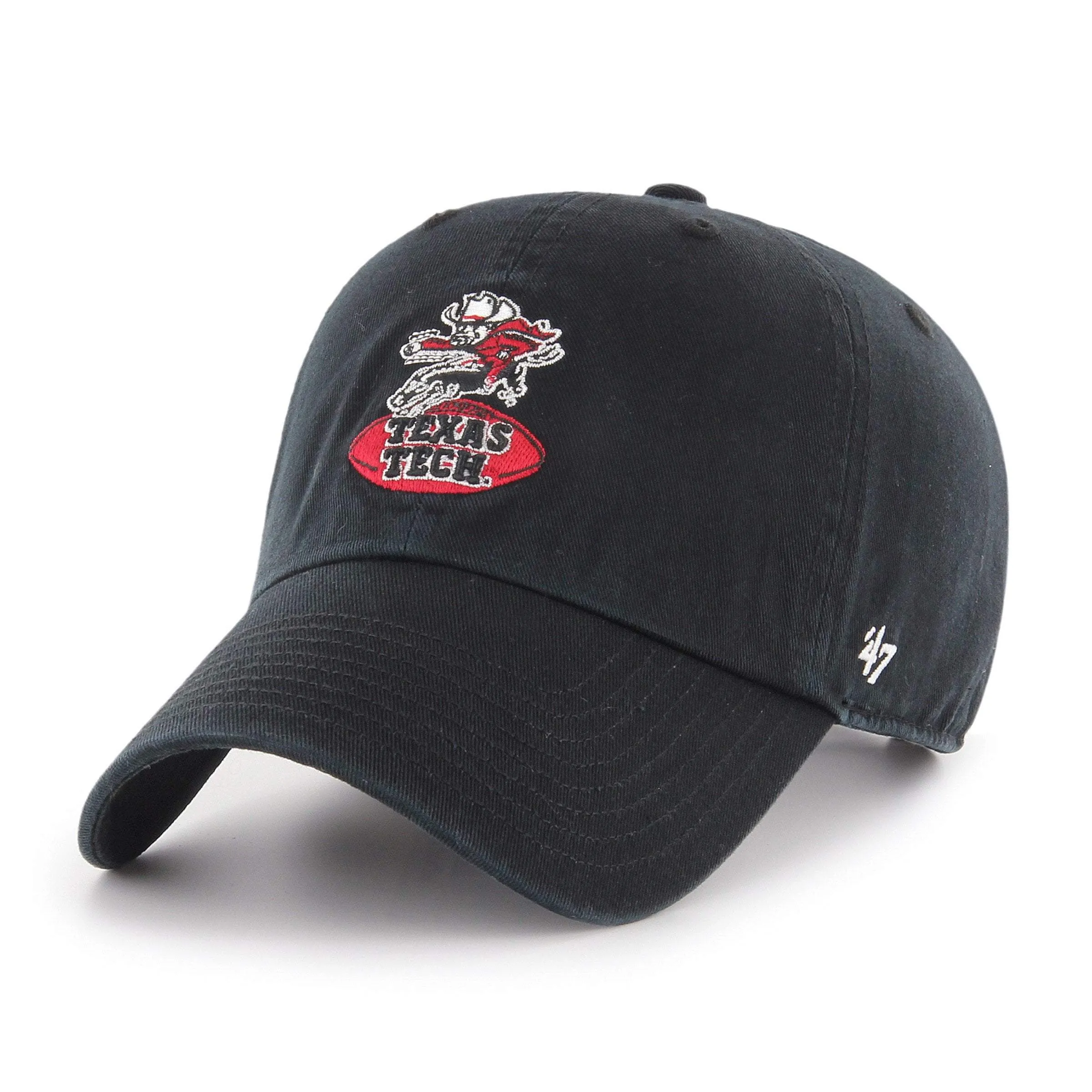 Texas Tech Red Raiders 47 Brand Black Vintage Retro Clean Up Adj. Slouch Hat Cap