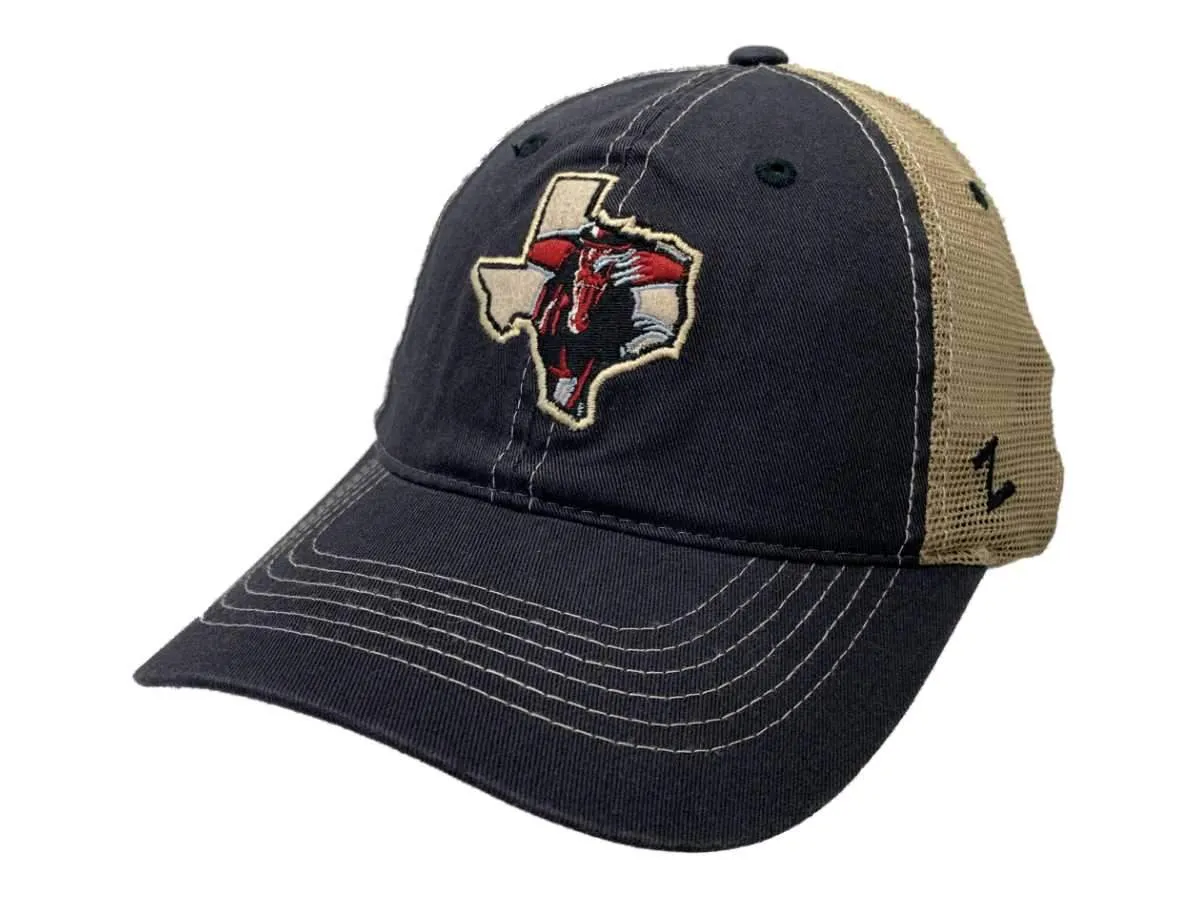 Texas Tech Red Raiders Zephyr Faded Black Tan Mesh Back Snapback Slouch Hat Cap