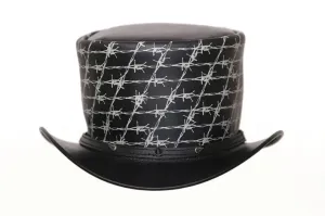 Top Hat Razor Wire Leather Top hat Spikes,Steampunk Top Hat,Gothic Top hat,Custom Leather Hat