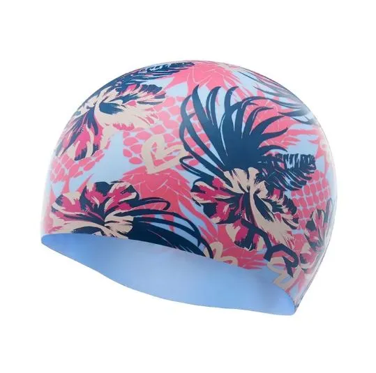 Tyr Silicon Swim Cap Pineapple Print Free 2 Colors Pink & Blue