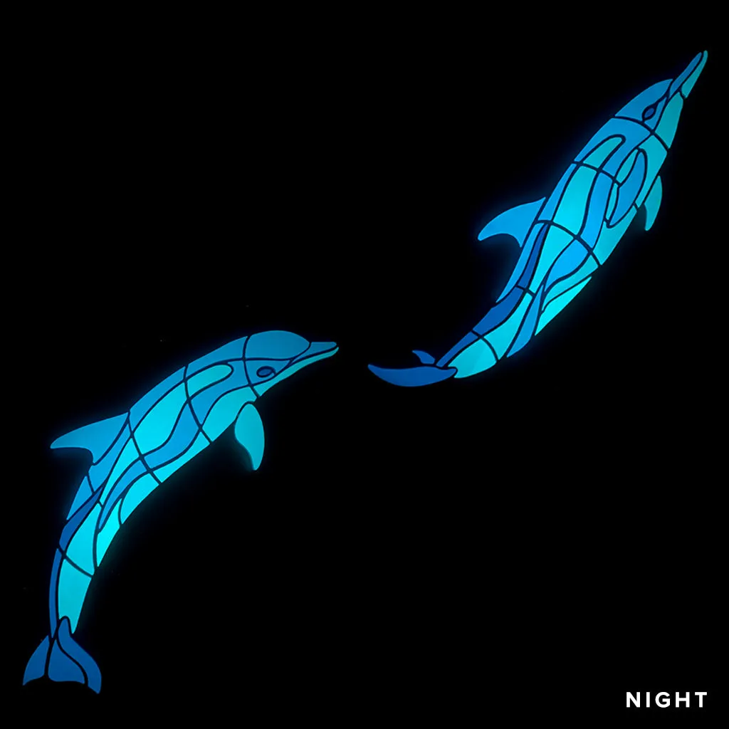 Wave Dolphins, Right - Glow in the Dark Pool Mosaics