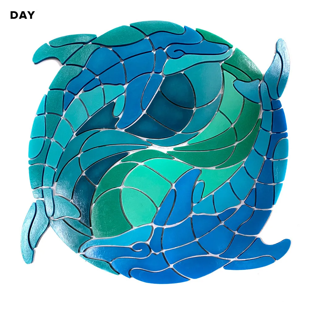 Ying Yang Dolphin Medallion - Glow in the Dark Pool Mosaic