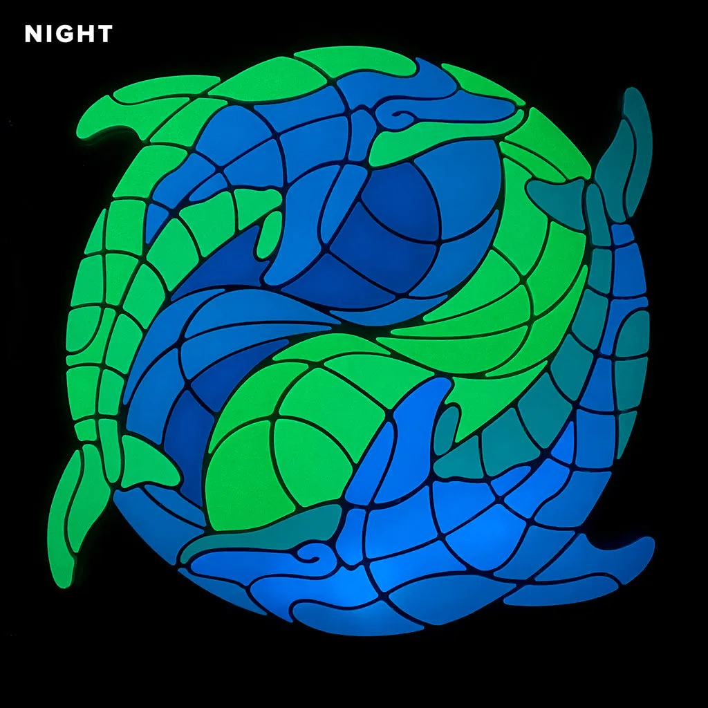 Ying Yang Dolphin Medallion - Glow in the Dark Pool Mosaic